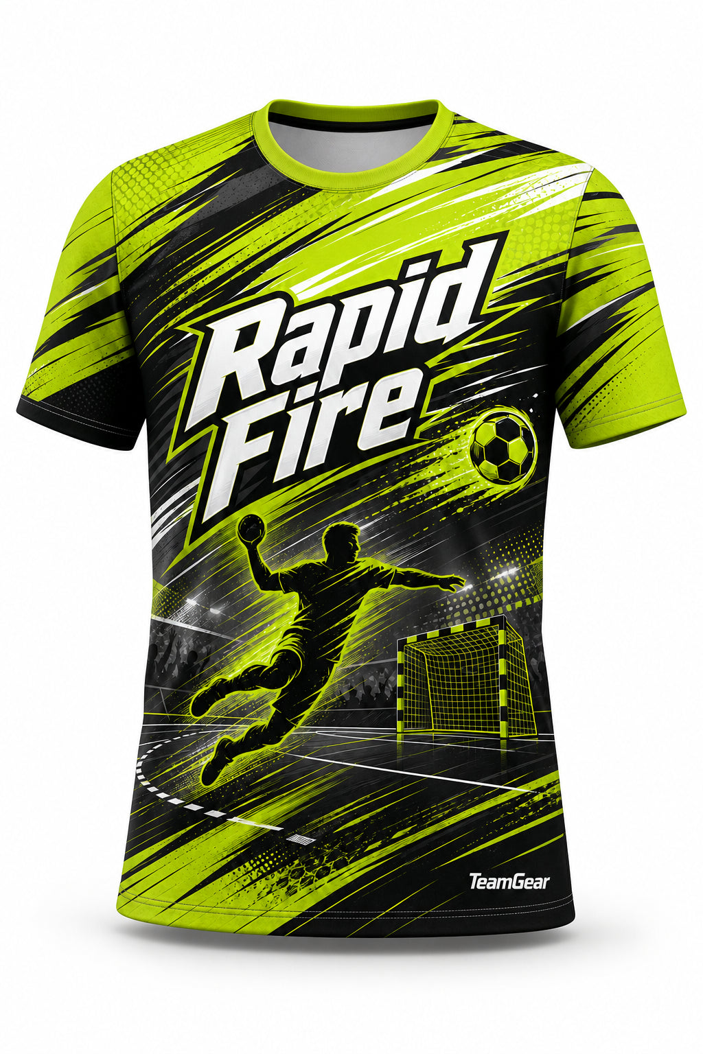 Rapid Fire Lime Handball Jersey - front and back view