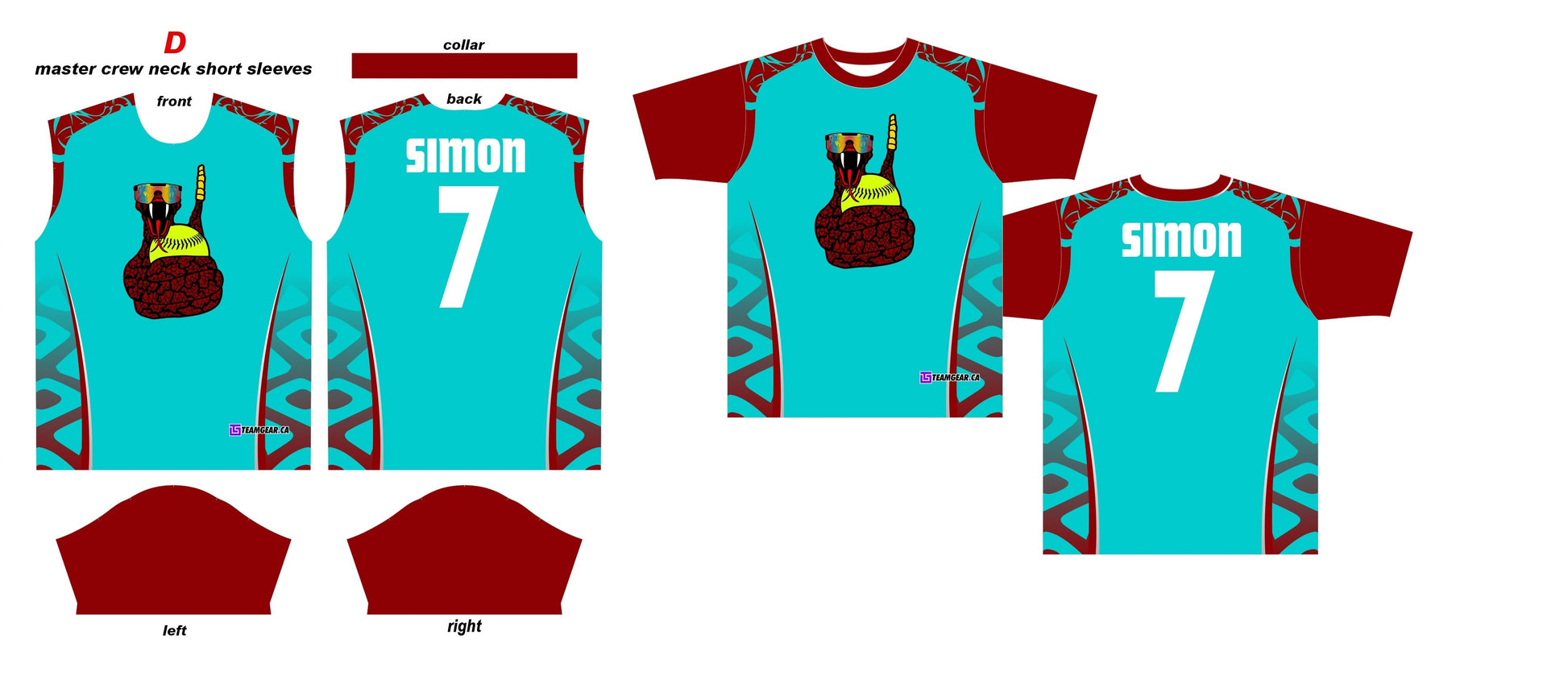 Rattlesnakes Blue Softball Jersey print panels