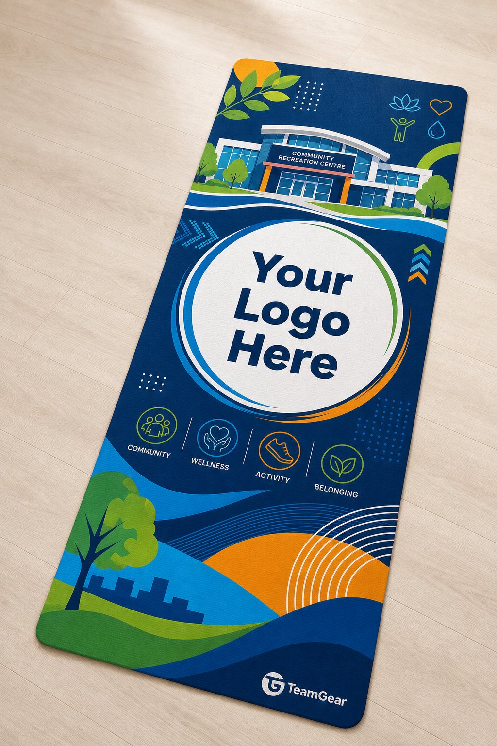 Recreation Centre Custom Yoga Mat — custom yoga mat studio product photo — TeamGear Canada