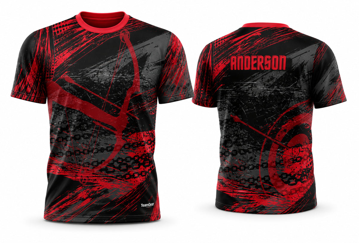 Red and Black Archery Jersey - front and back view