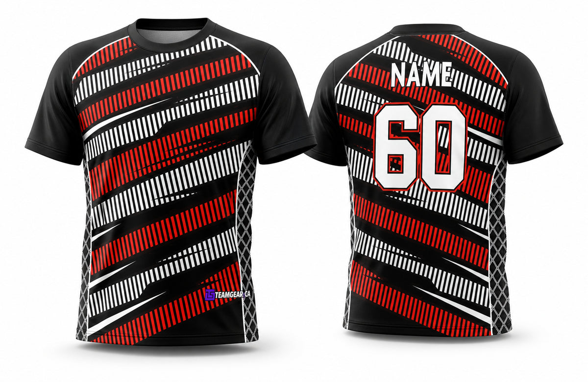 Red and White Badminton Jersey - front and back view