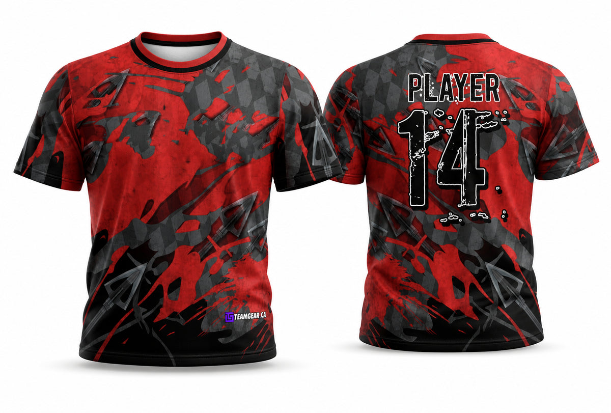Red Hunting Archery Jersey - front and back view