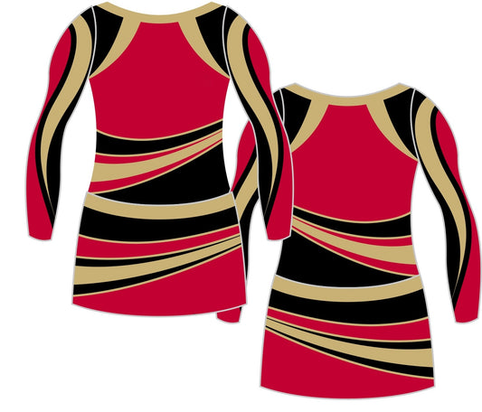 Red black and Gold Cheerleading Uniform costume design