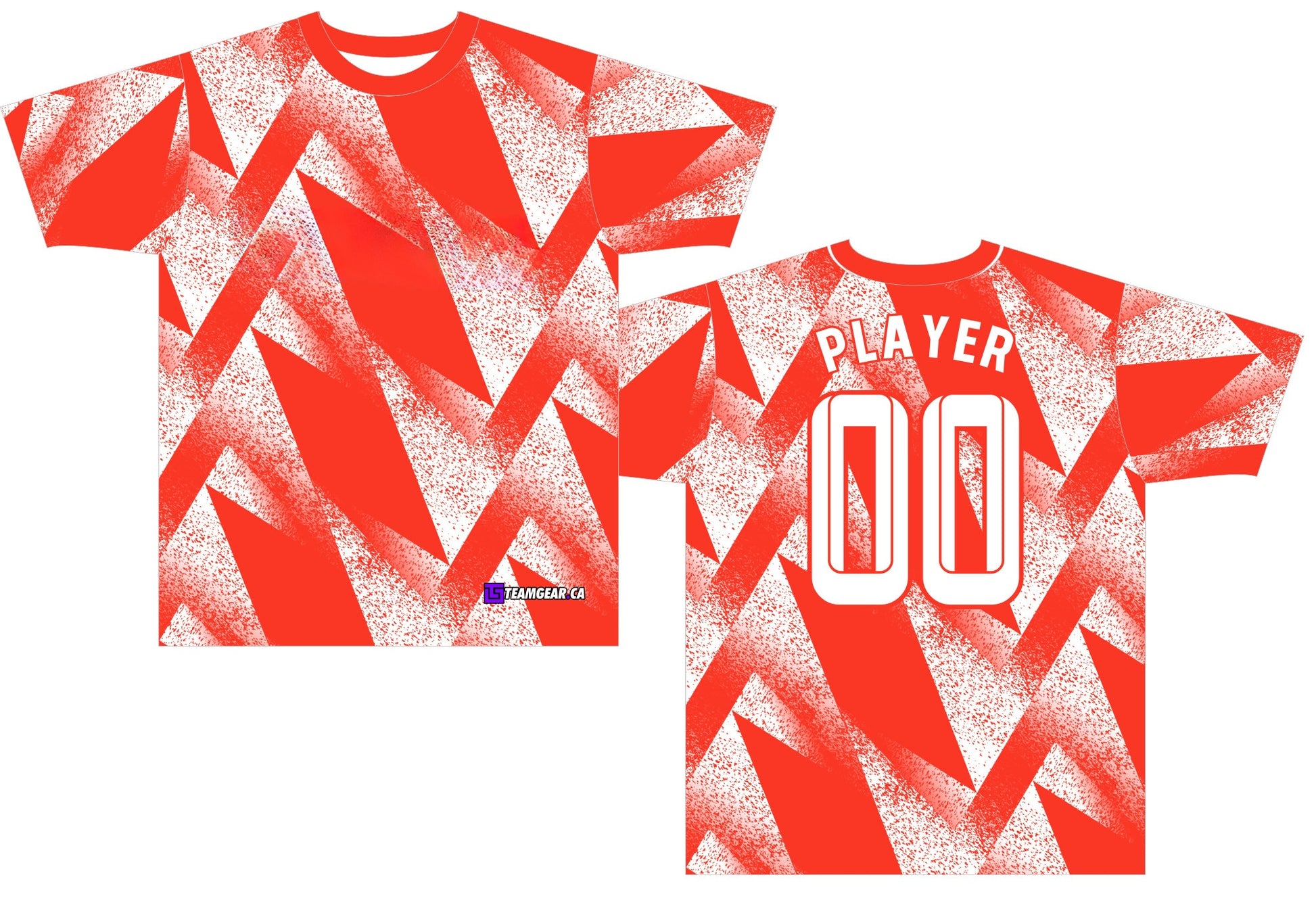 Red Squash Jersey with white spray paint pattern