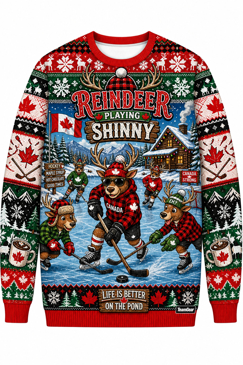 Reindeer Playing Shinny Ugly Christmas Sweater design