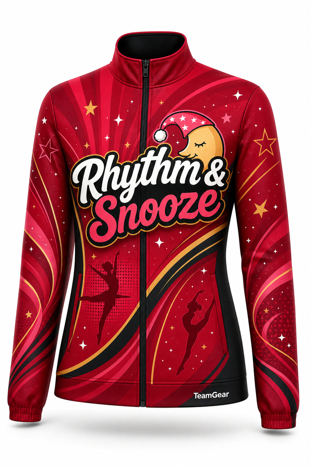 Rhythm & Snooze Crimson Dance Jacket - front and back view