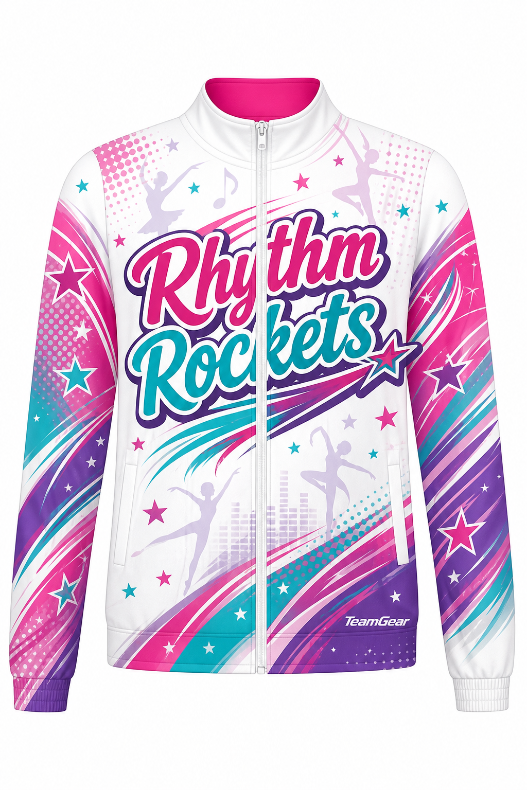 Rhythm Rockets White Dance Jacket design