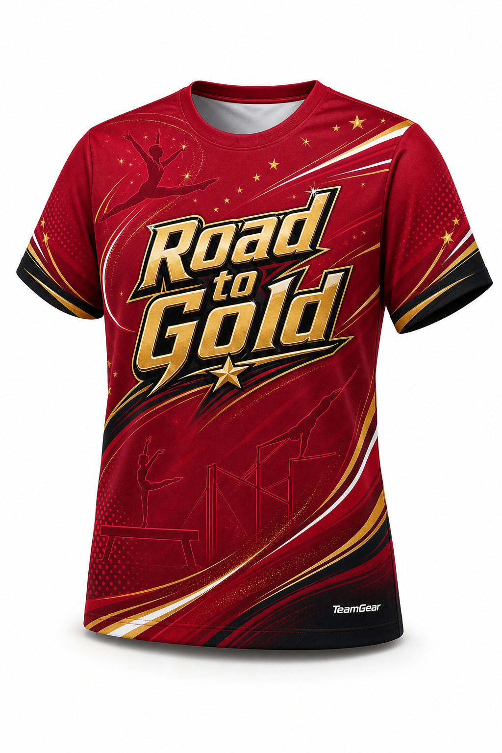 Road to Gold Crimson Gymnastics Jersey - front and back view