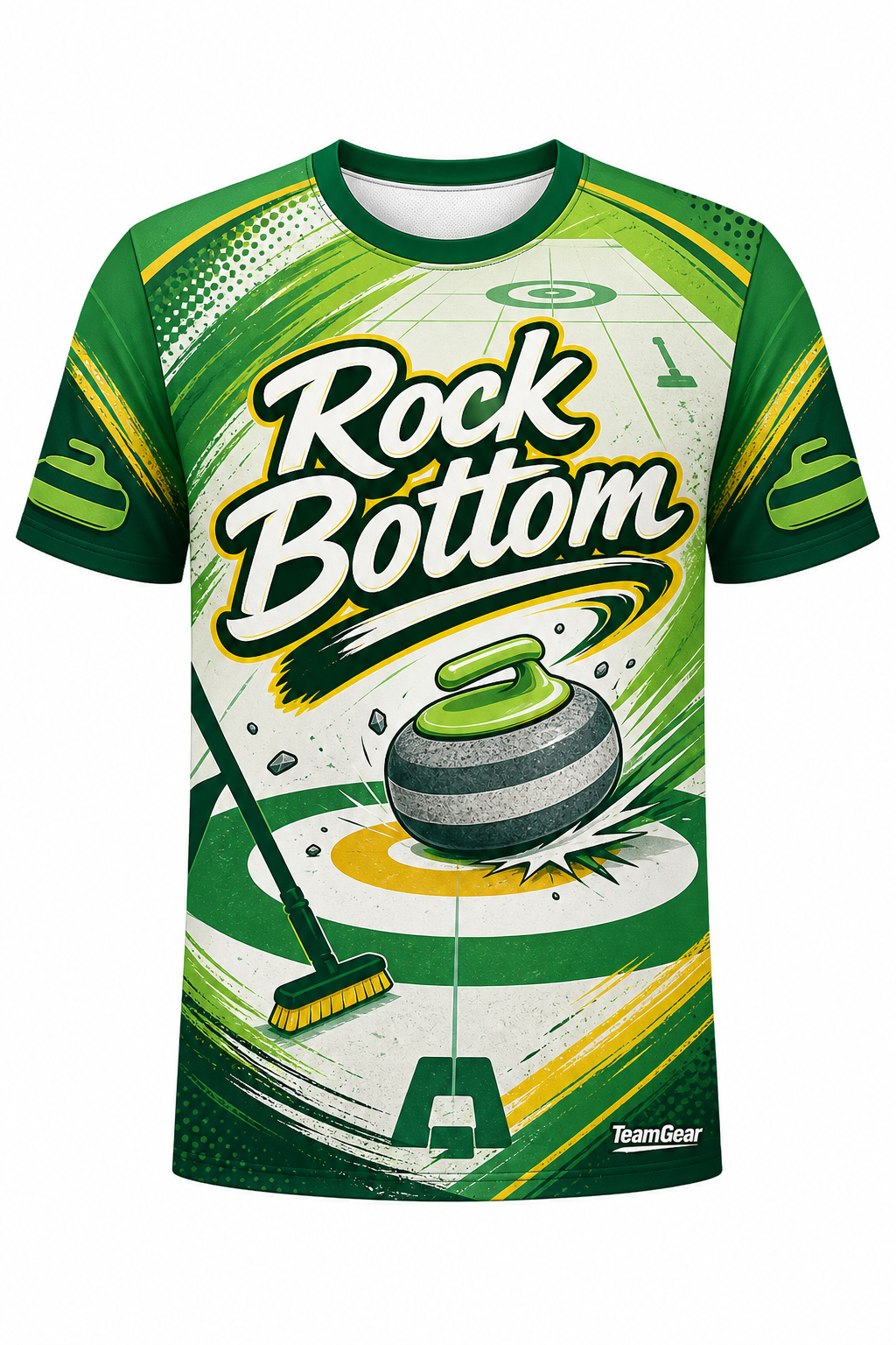 Rock Bottom Green Curling Jersey design