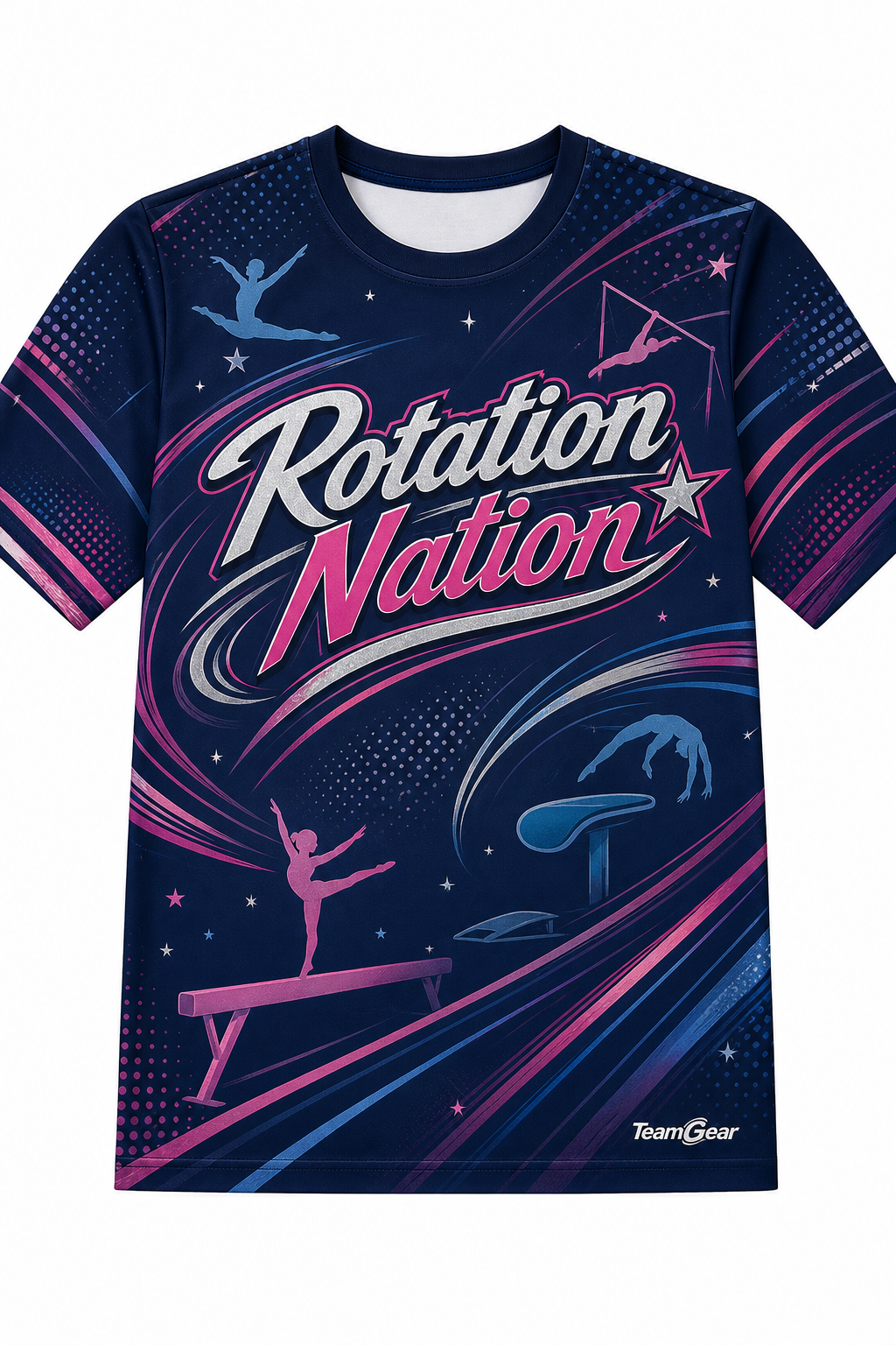 Rotation Nation Navy Gymnastics Jersey with name and number