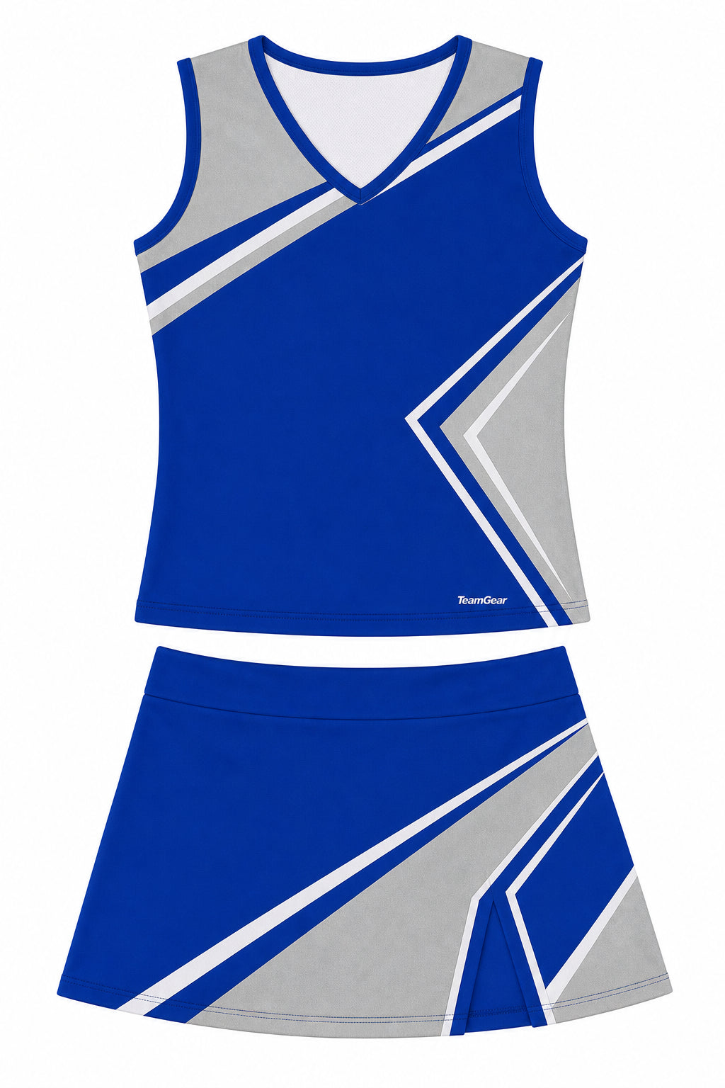 Royal Blue and Silver Cheerleading Uniform design