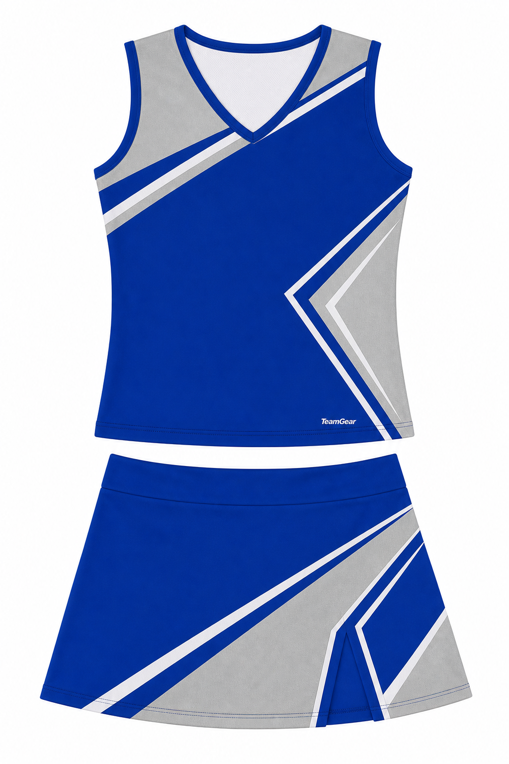 Royal Blue and Silver Cheerleading Uniform design
