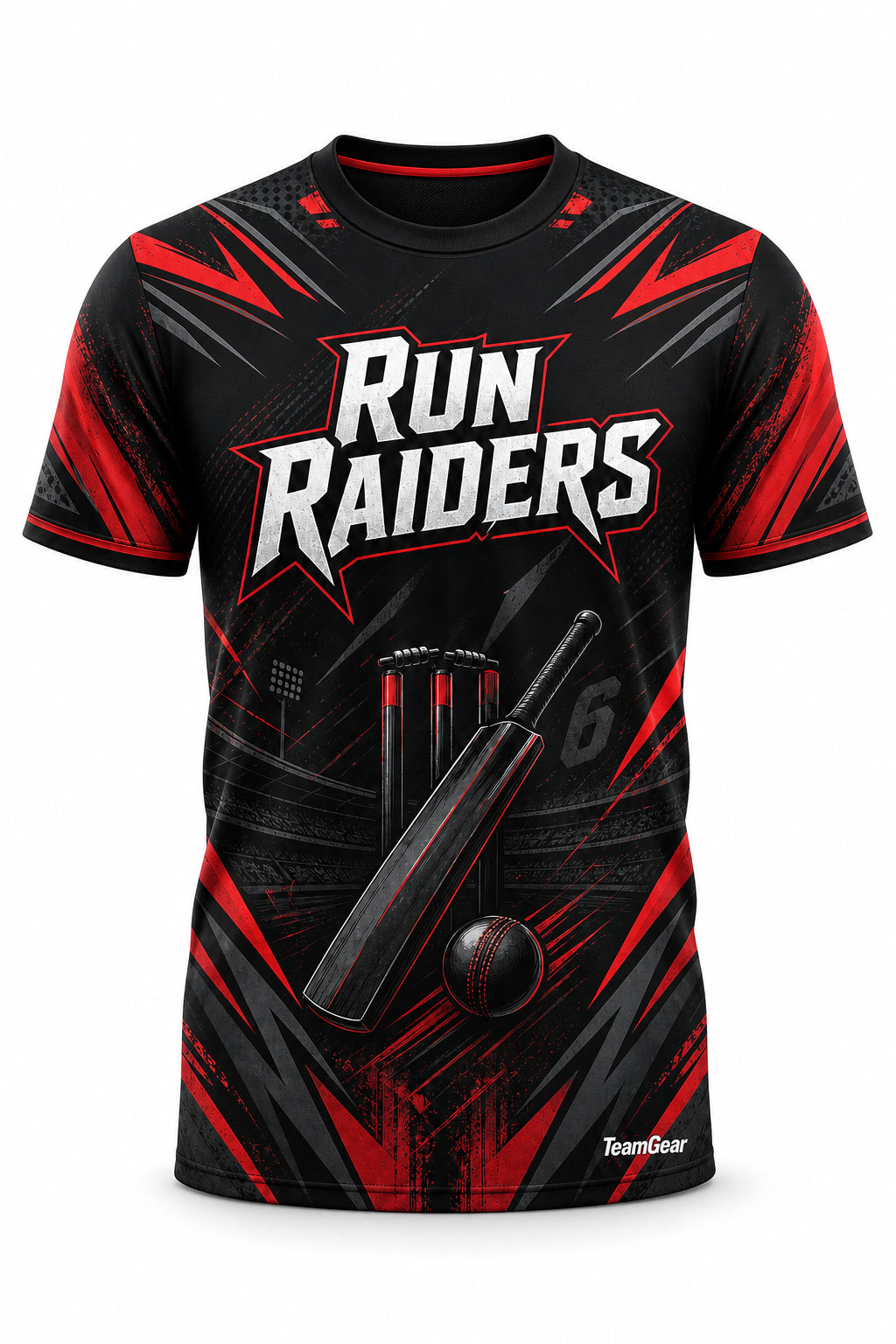 Run Raiders Black Cricket Jersey - front and back view