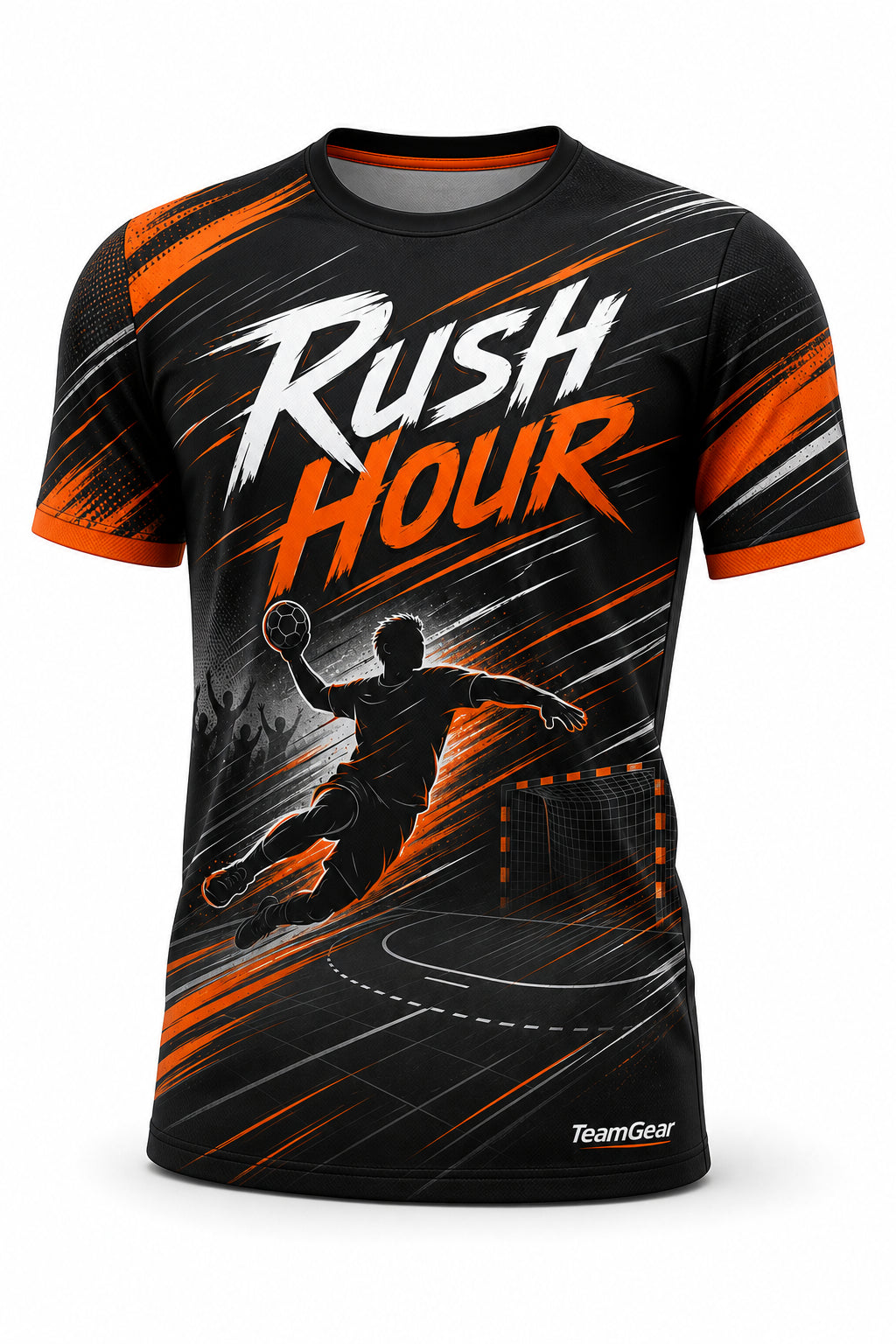 Rush Hour Black Handball Jersey - front and back view