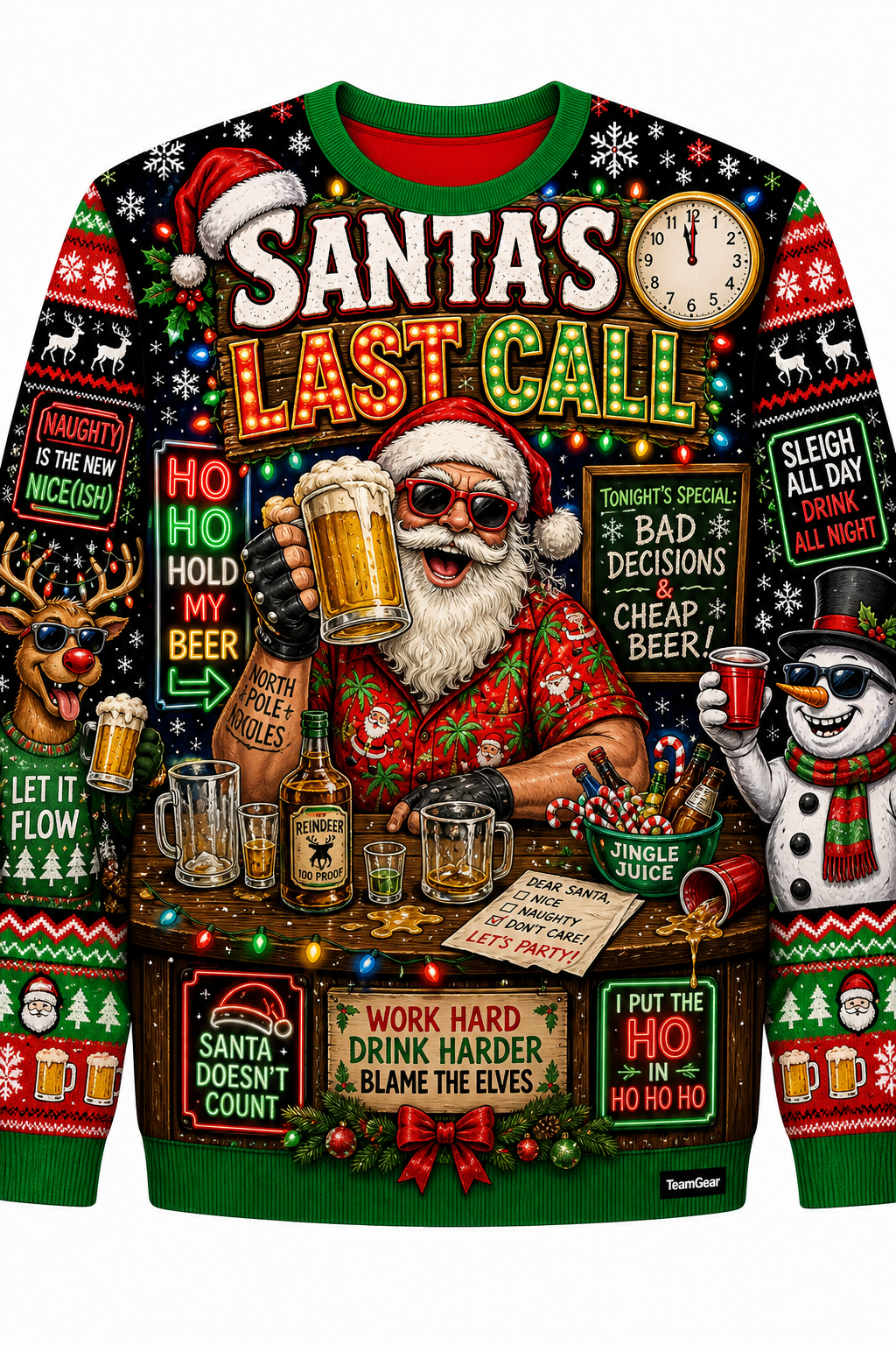 Santa's Last Call Ugly Christmas Sweater design