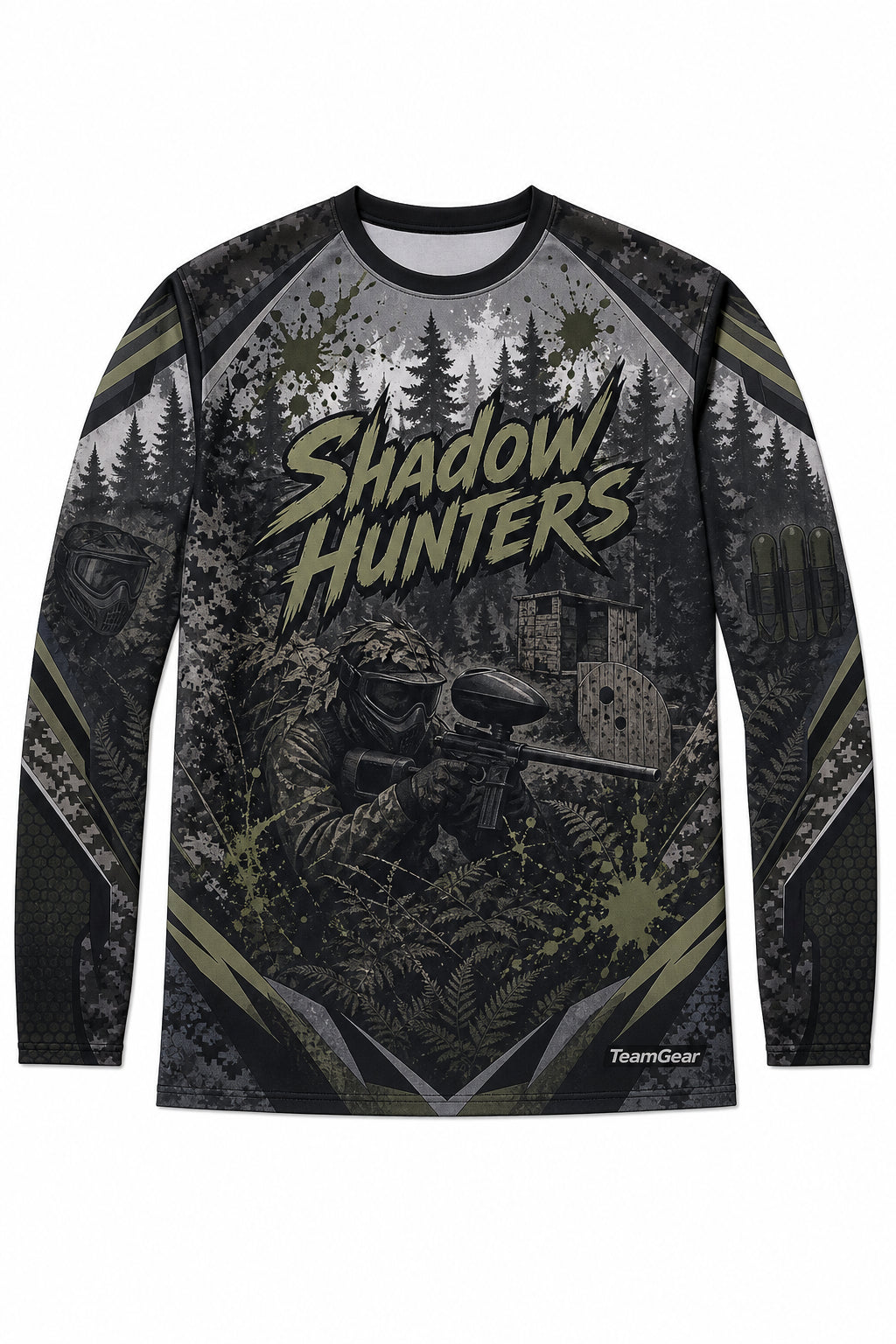 Shadow Hunters Grey Long Sleeve Paintball Jersey design