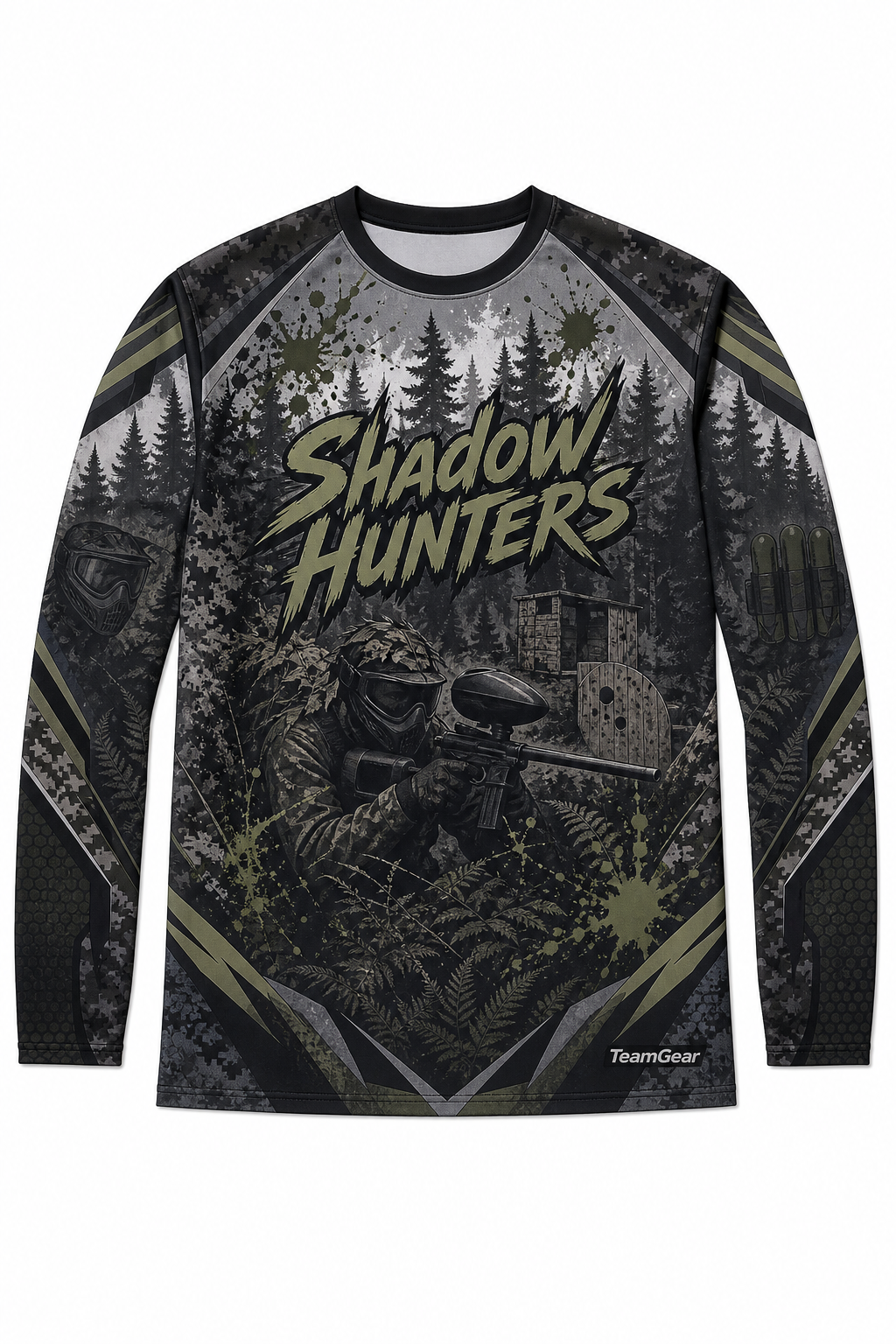 Shadow Hunters Grey Long Sleeve Paintball Jersey design