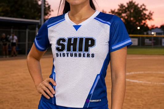 Ship Disturbers Softball Jersey — custom softball jersey worn on model — TeamGear Canada