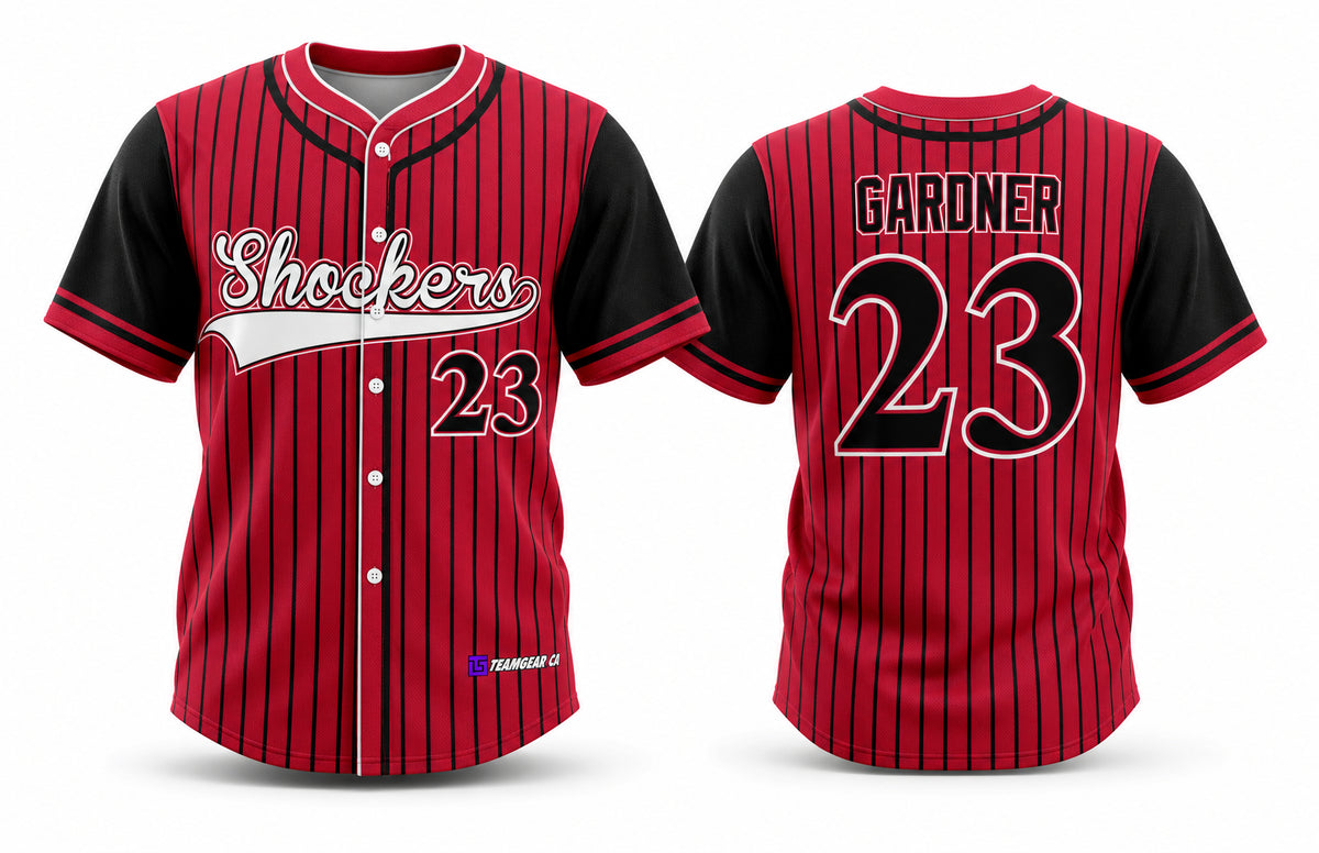 Shockers Baseball Jersey Full Button - front and back view