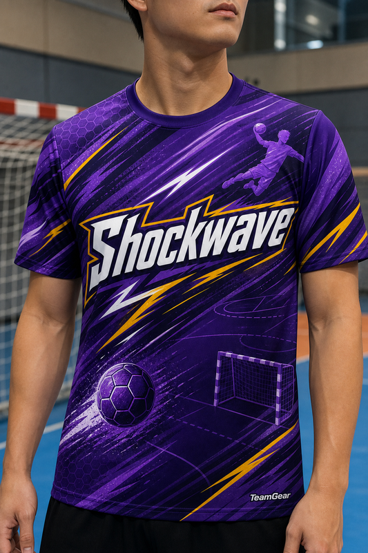 Shockwave Purple Handball Jersey — custom handball jersey worn on model — TeamGear Canada