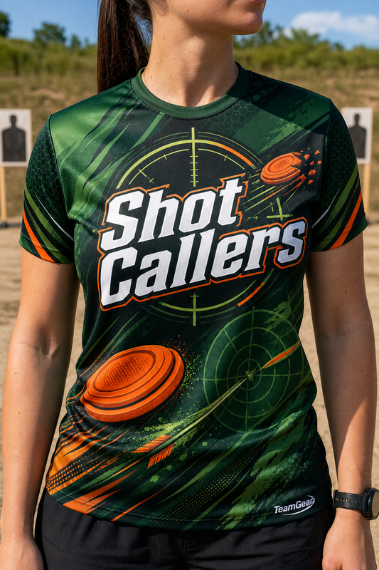 Shot Callers Green Shooting Jersey — custom shooting jersey worn on model — TeamGear Canada