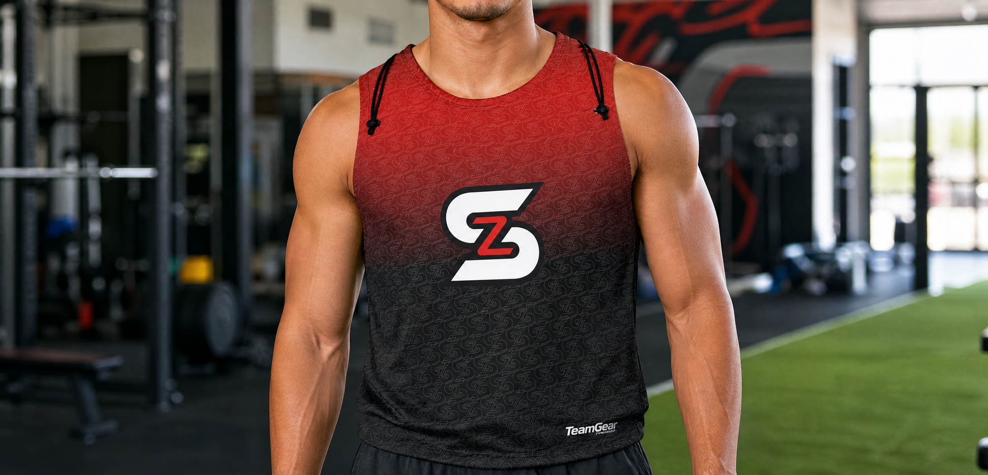 ShowZone Drawstring Bag — custom team apparel worn on model — TeamGear Canada