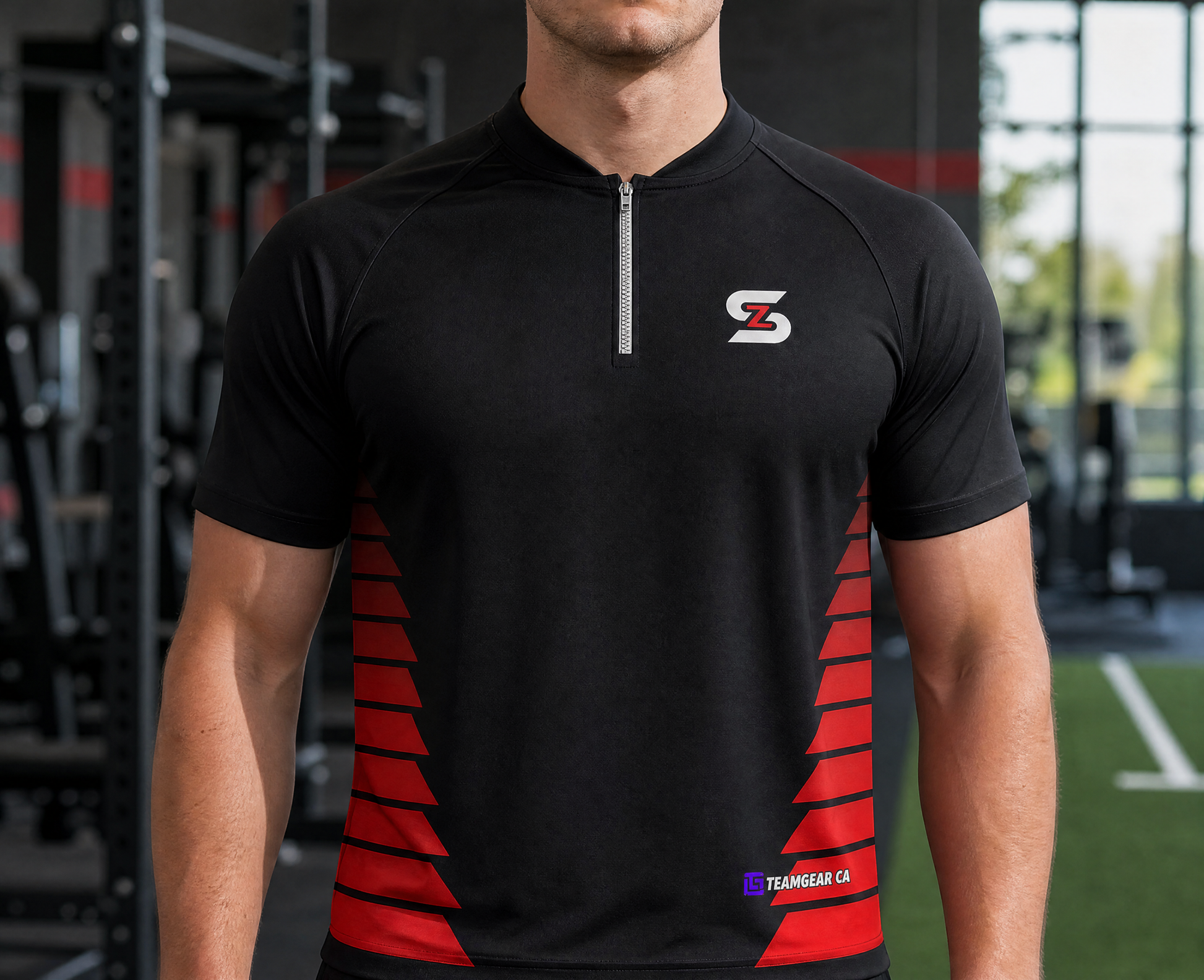 ShowZone Fully Sublimated Batting Jacket — custom hoodie worn on model — TeamGear Canada