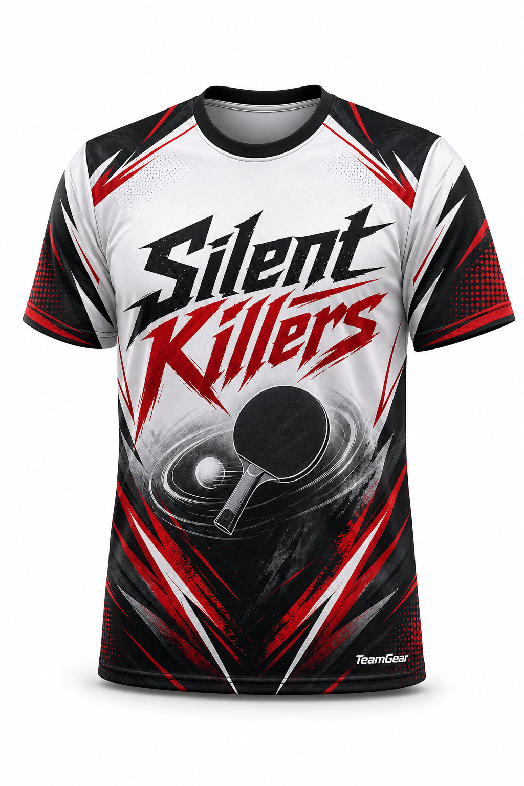 Silent Killers White Table Tennis Jersey - front and back view