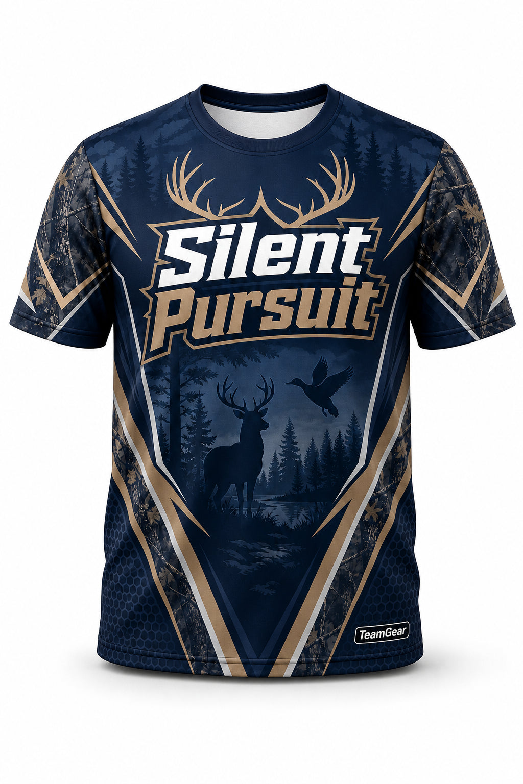 Silent Pursuit Navy Hunting Jersey - front and back view