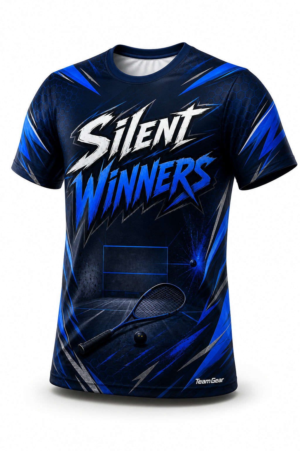 Silent Winners Blue Squash Jersey - front and back view
