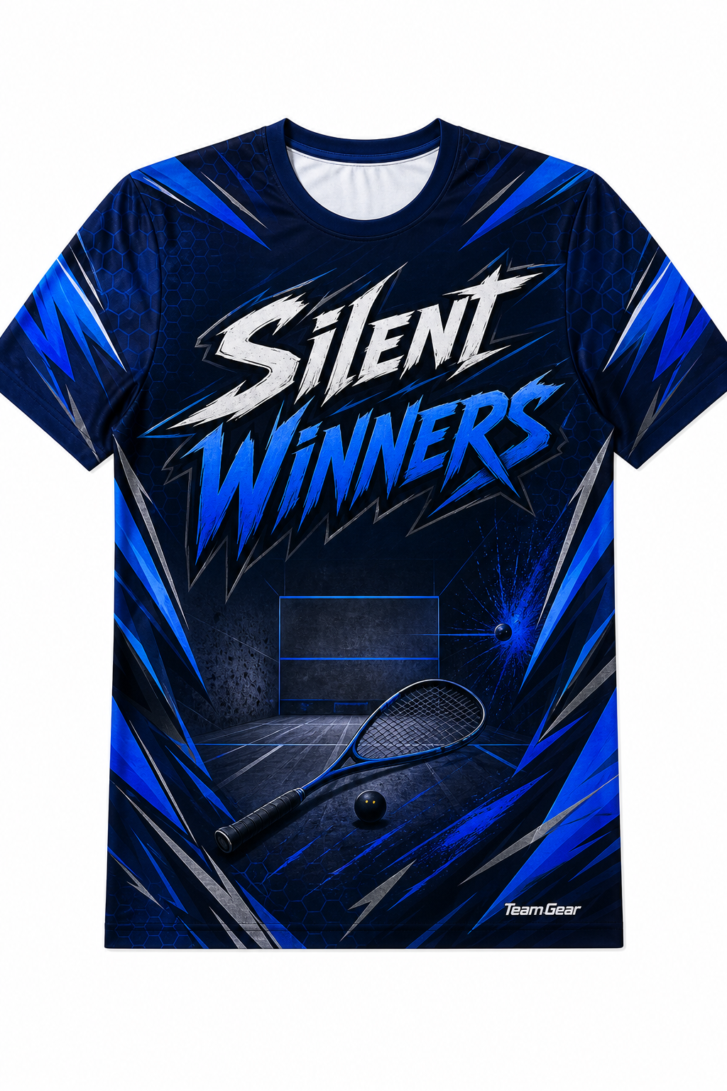 Silent Winners Blue Squash Jersey with name and number