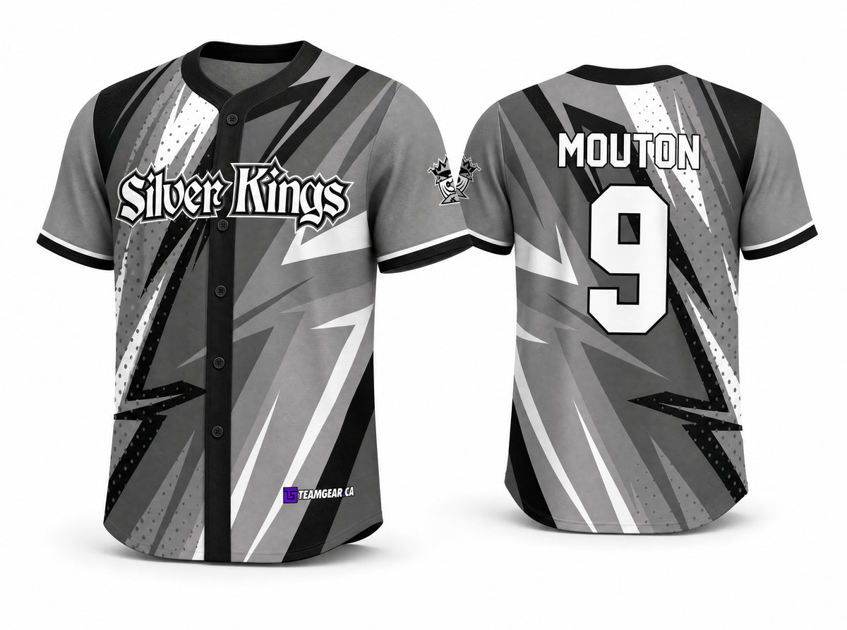 Silver Kings Baseball Jersey - front and back view