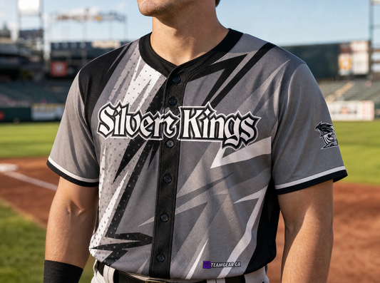 Silver Kings Baseball Jersey — custom baseball jersey worn on model — TeamGear Canada