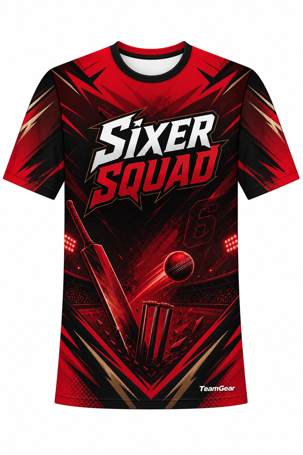 Sixer Squad Red Cricket Jersey design