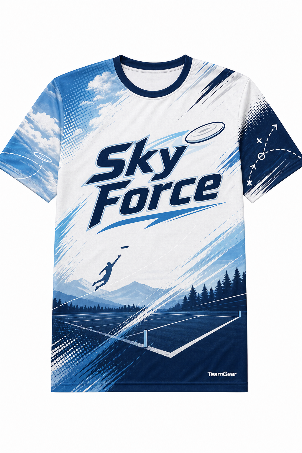 Sky Force White Ultimate Frisbee Jersey design