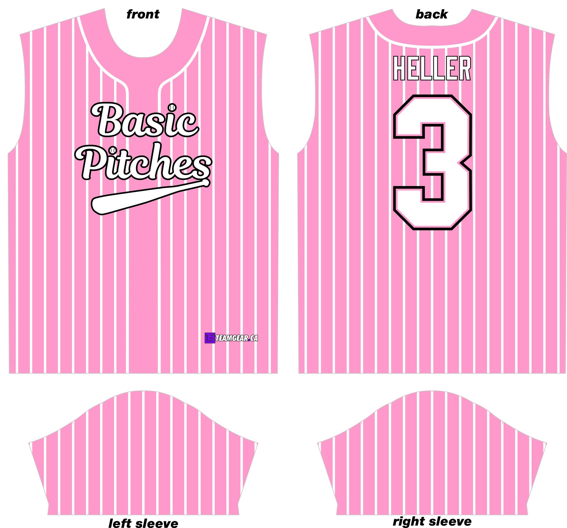 Basic Pitches Black and Pink Pinstripe Baseball Jersey design