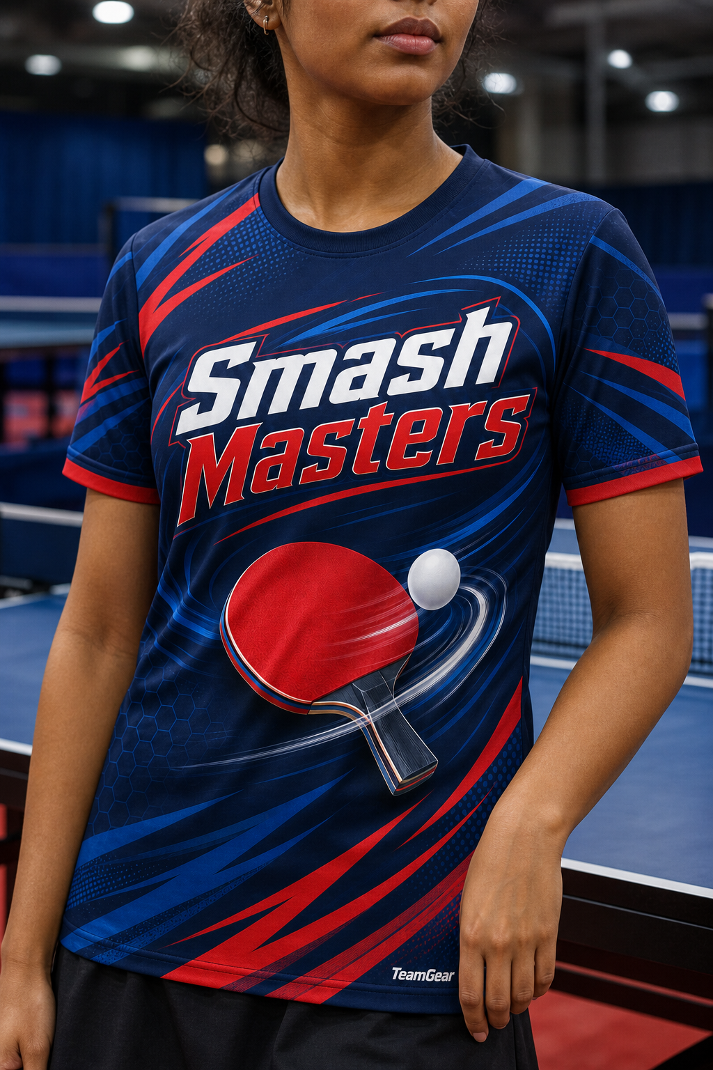 Smash Masters Navy Table Tennis Jersey — custom table tennis jersey worn on model — TeamGear Canada