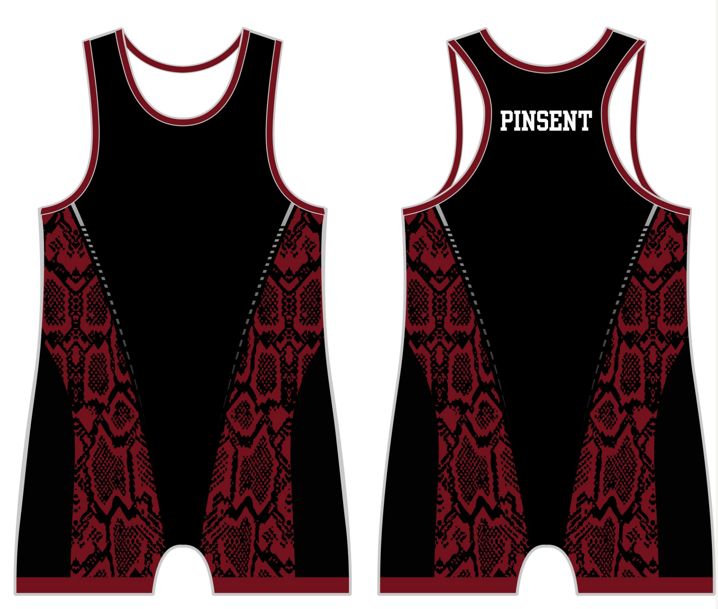 black snakeskin patterned wrestling singlet