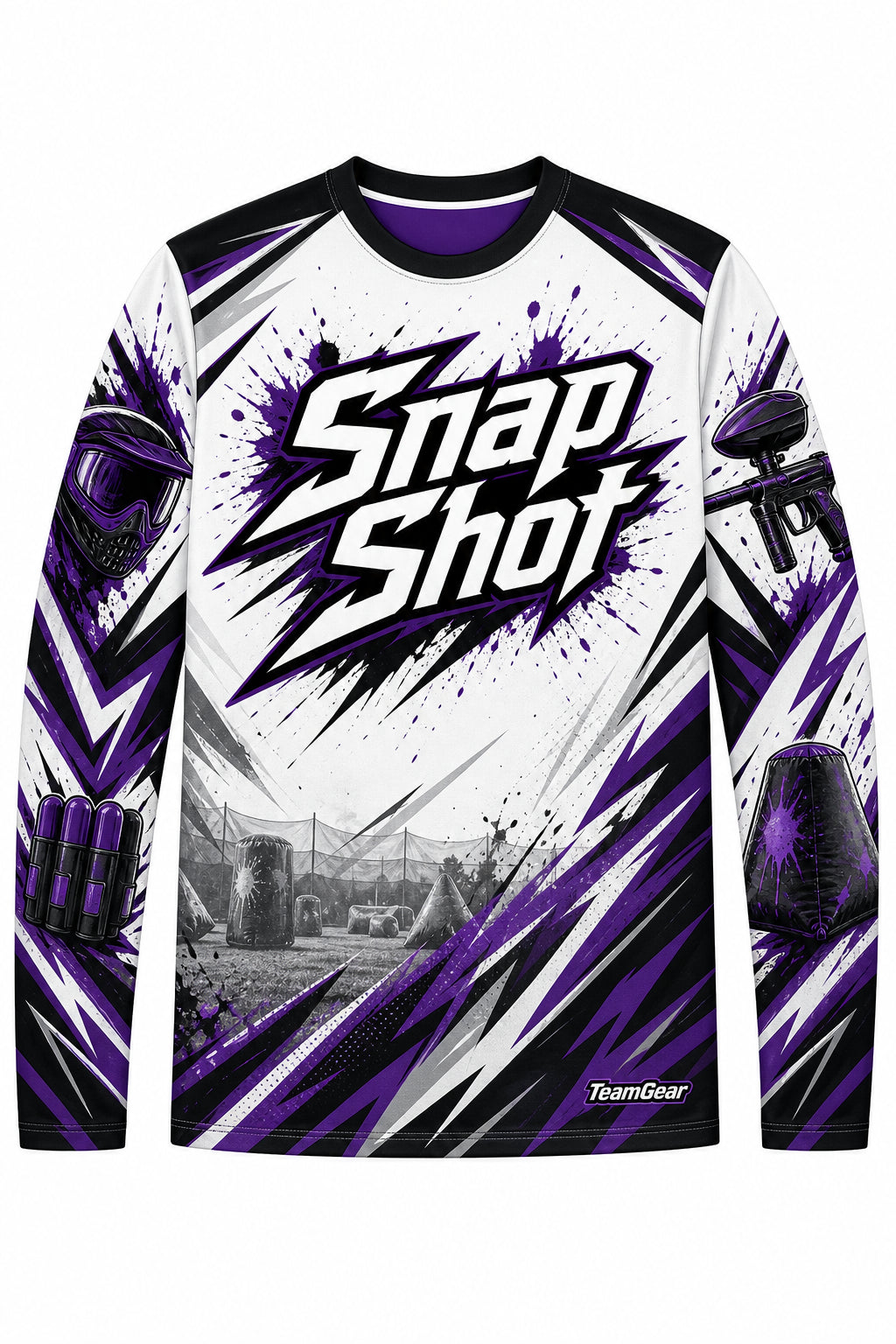 Snap Shot White Long Sleeve Paintball Jersey design