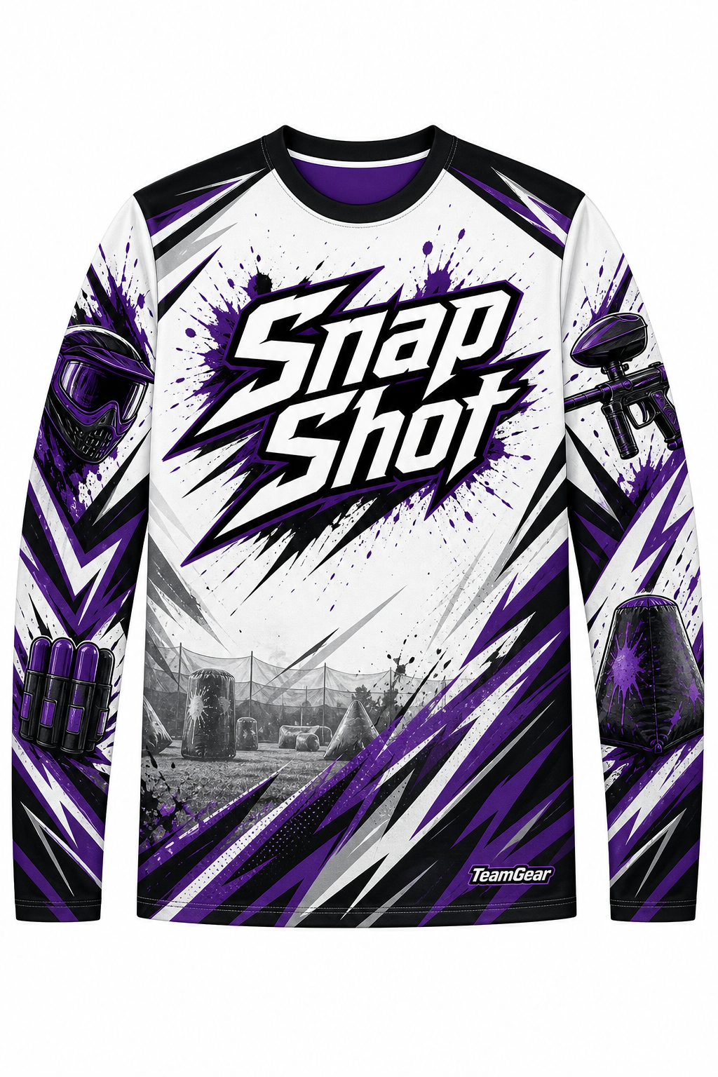 Snap Shot White Long Sleeve Paintball Jersey design