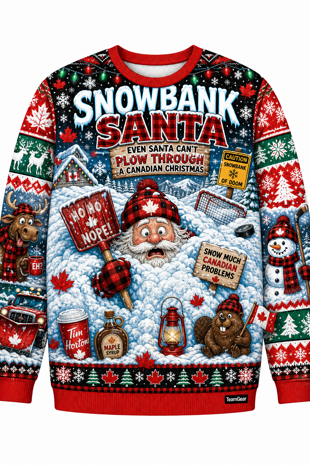 Snowbank Santa Ugly Christmas Sweater design