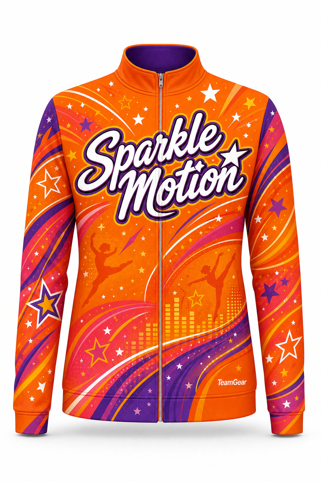 Sparkle Motion Orange Dance Jacket - front and back view