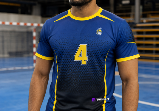 Spartans Blue Handball Jersey — custom handball jersey worn on model — TeamGear Canada