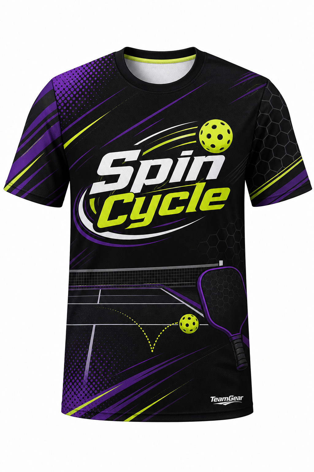 Spin Cycle Black Pickleball Jersey with name and number