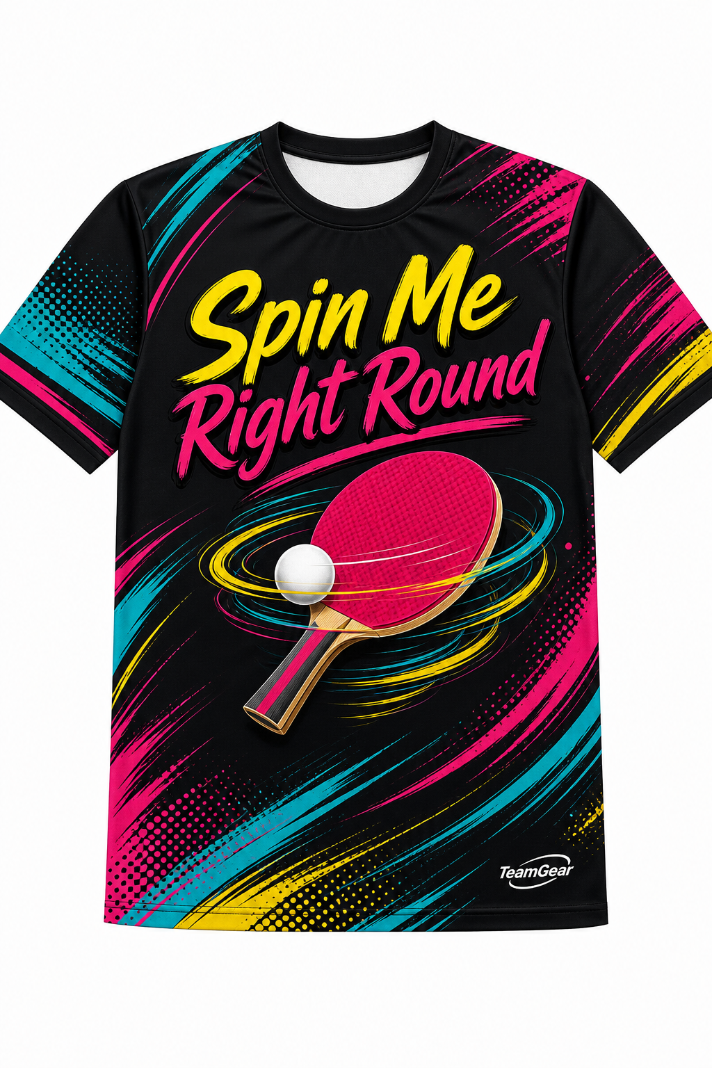 Spin Me Right Round Black Table Tennis Jersey with name and number