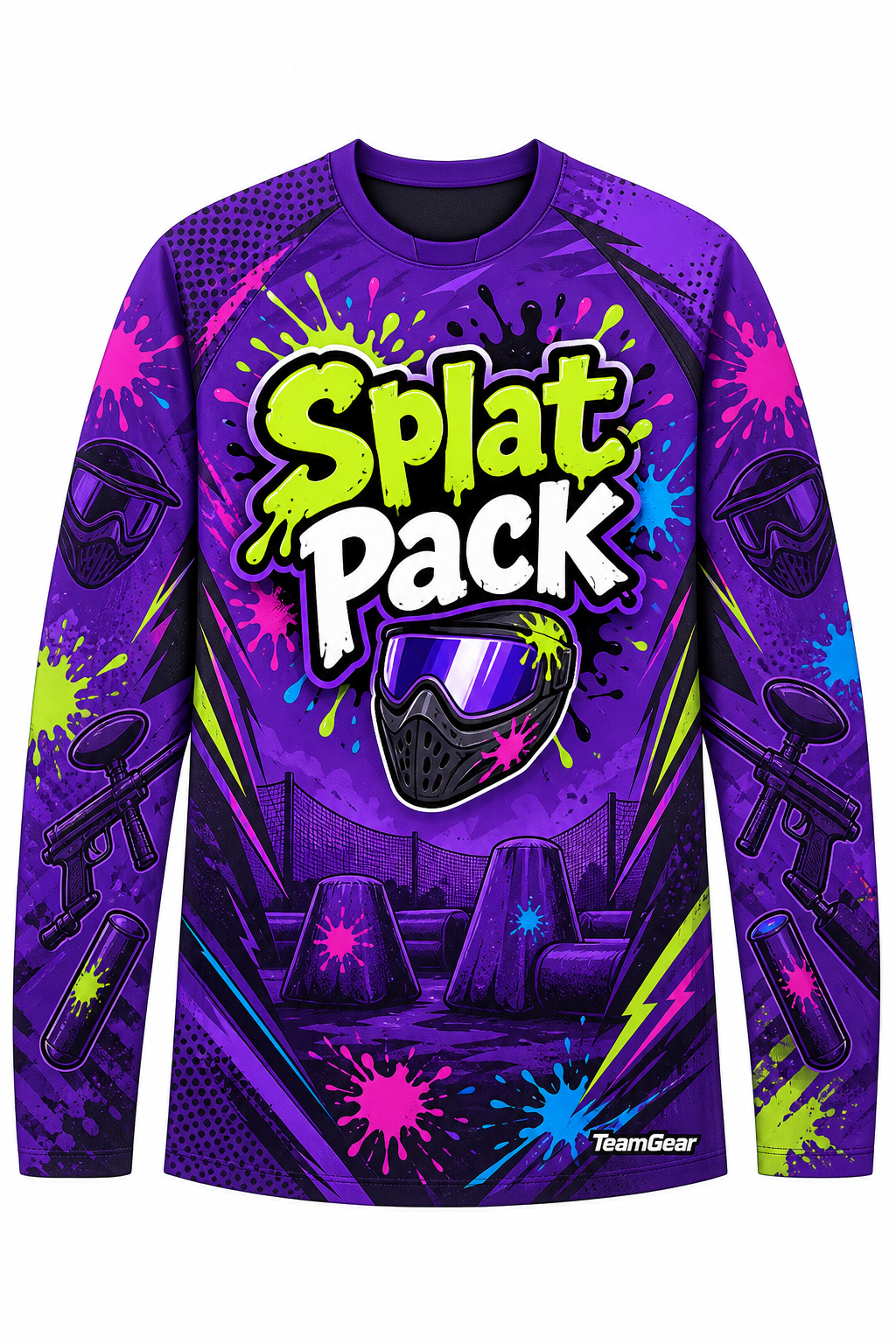 Splat Pack Purple Long Sleeve Paintball Jersey design