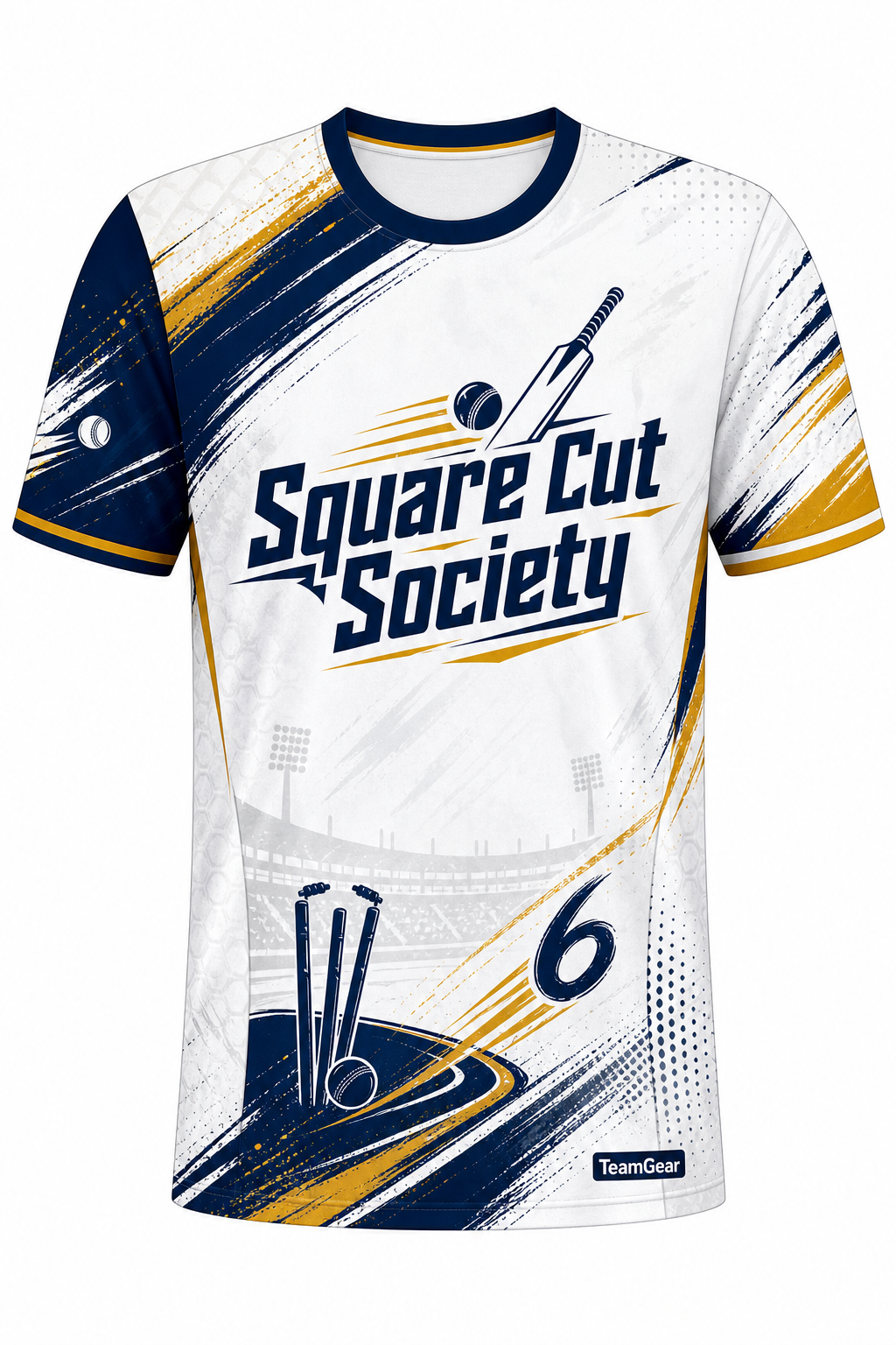 Square Cut Society White Cricket Jersey design