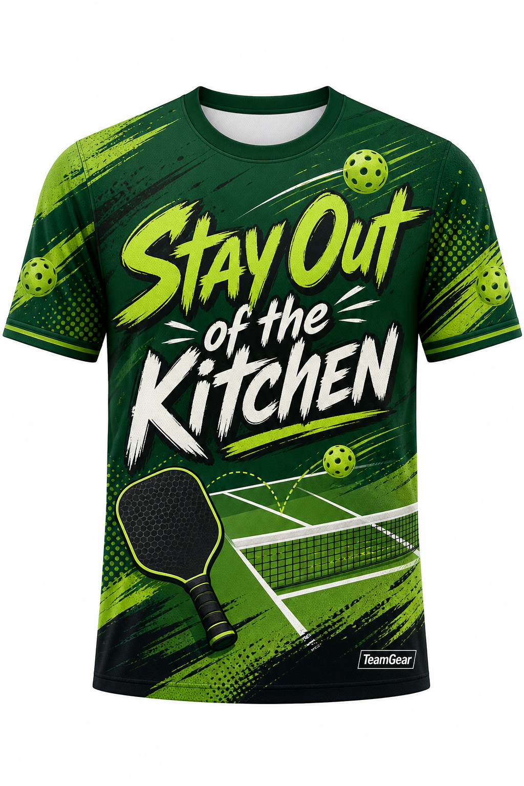Stay Out of the Kitchen Green Pickleball Jersey with name and number