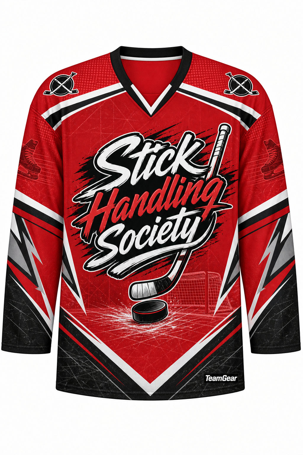 Stick Handling Society Red Hockey Jersey design