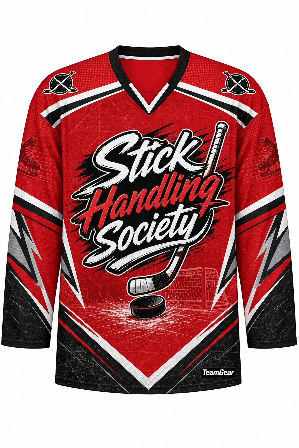 Stick Handling Society Red Hockey Jersey design